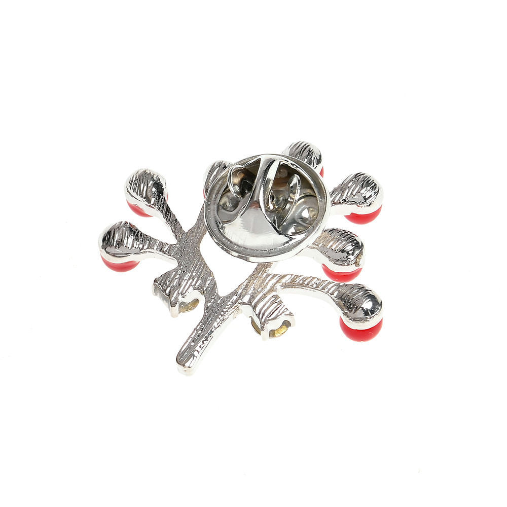 Brosa martisor copac argintiu cu perle rosii - 3 | YEO