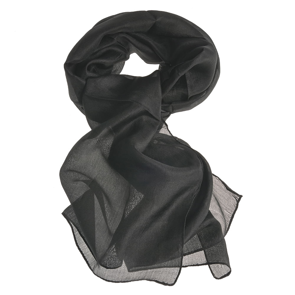 Esarfa matase neagra 30 x 180 cm - 3 | YEO