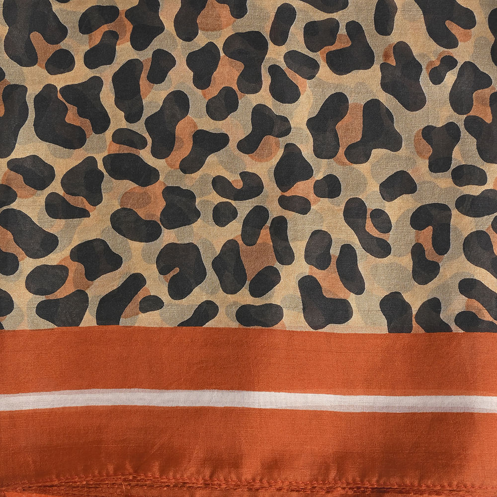 Esarfa matase portocalie imprimeu animal print 50 x 180 cm - 2 | YEO