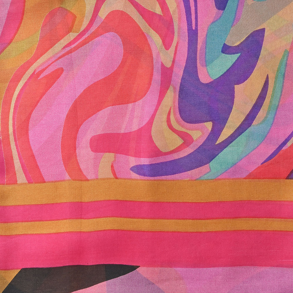 Esarfa matase multicolora cu imprimeu abstract 100 x 100 cm - 2 | YEO