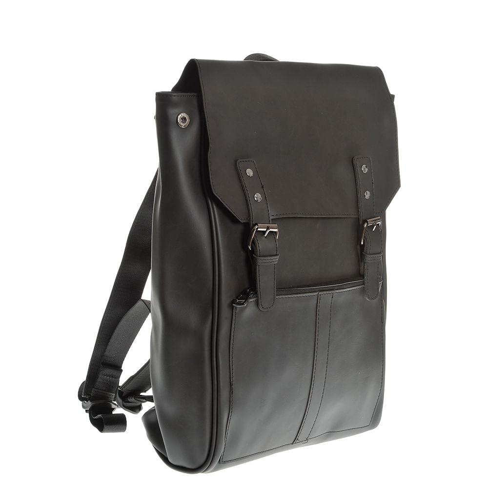Rucsac negru din piele ecologica cu inchidere tip catarama - 1 | YEO