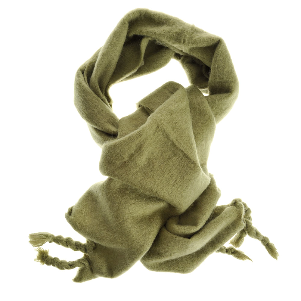 Esarfa verde cu ciucuri 180 x 45 cm - 2 | YEO