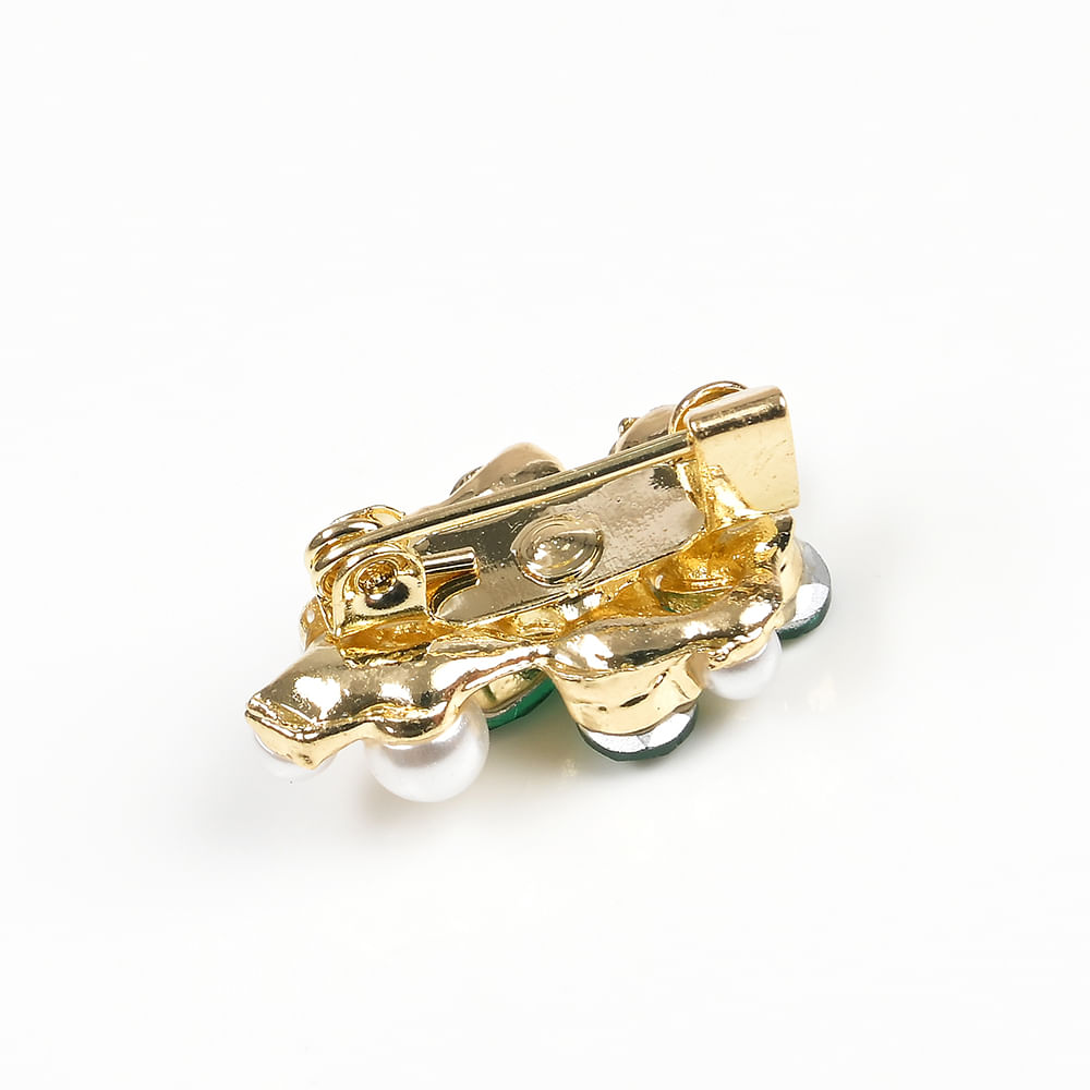 Brosa martisor floare verde cu perle - 2 | YEO