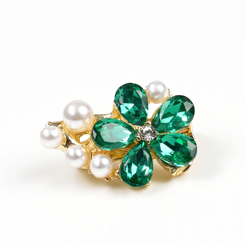 Brosa martisor floare verde cu perle - 3 | YEO
