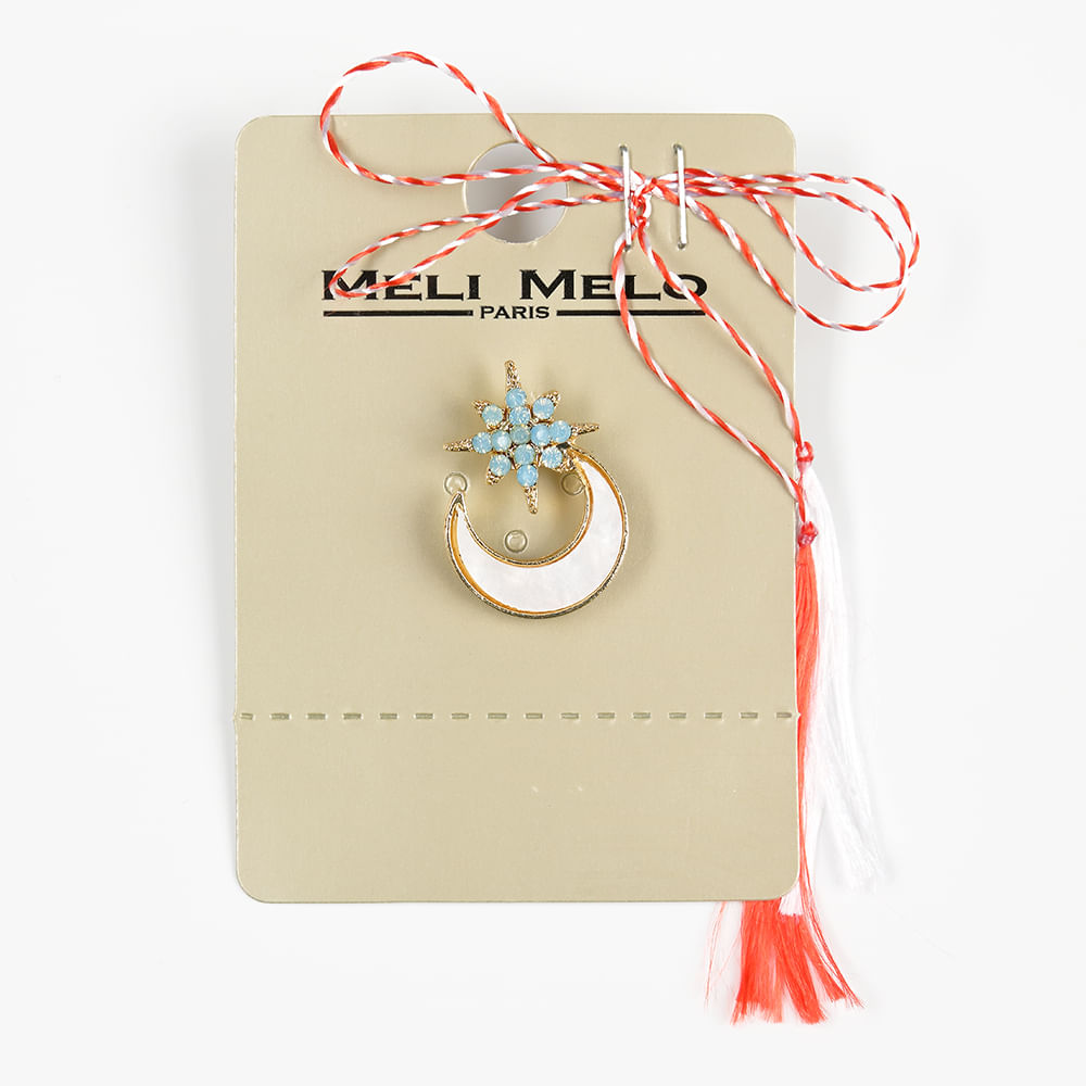 Brosa martisor semiluna cu stea bleu - 1 | YEO