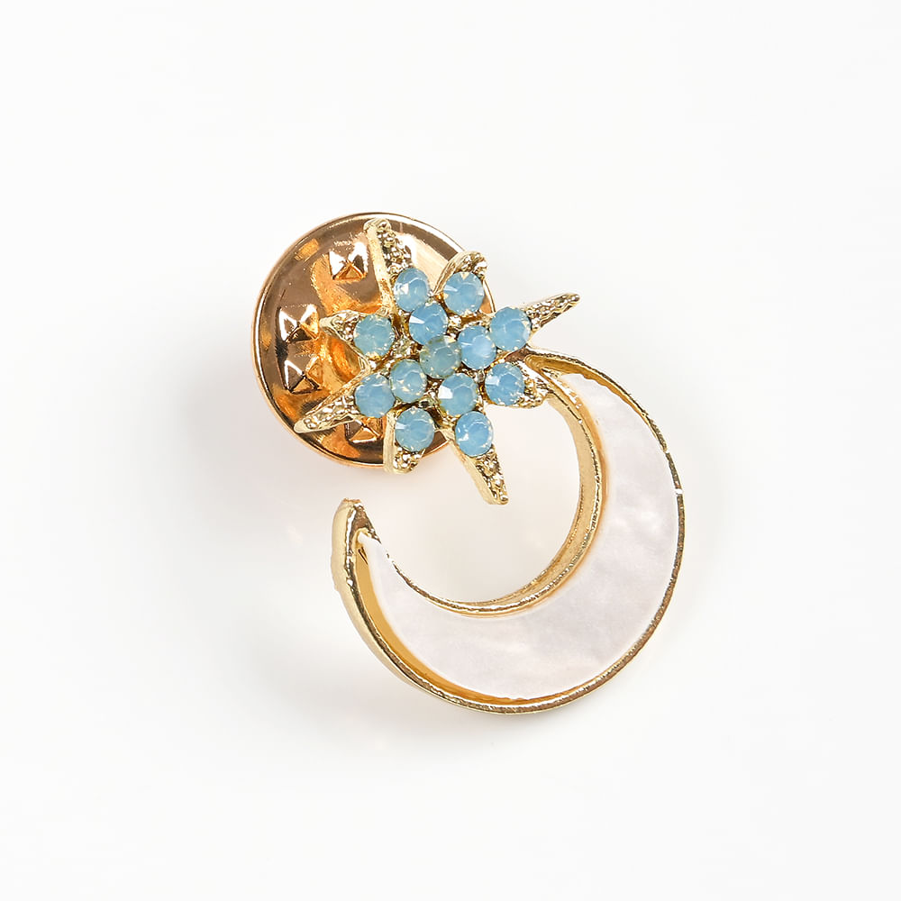 Brosa martisor semiluna cu stea bleu - 2 | YEO