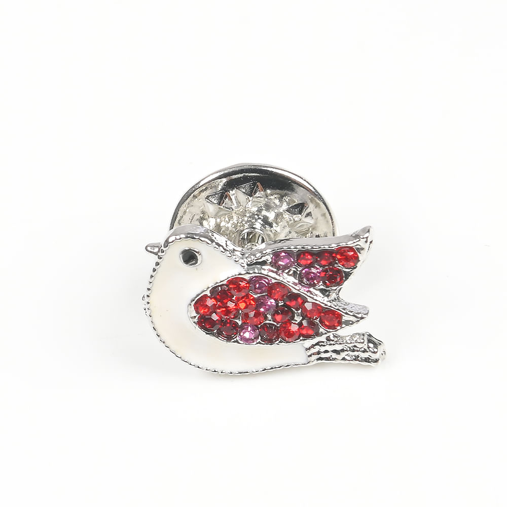Brosa martisor pasare alba cu aripi rosii - 2 | YEO