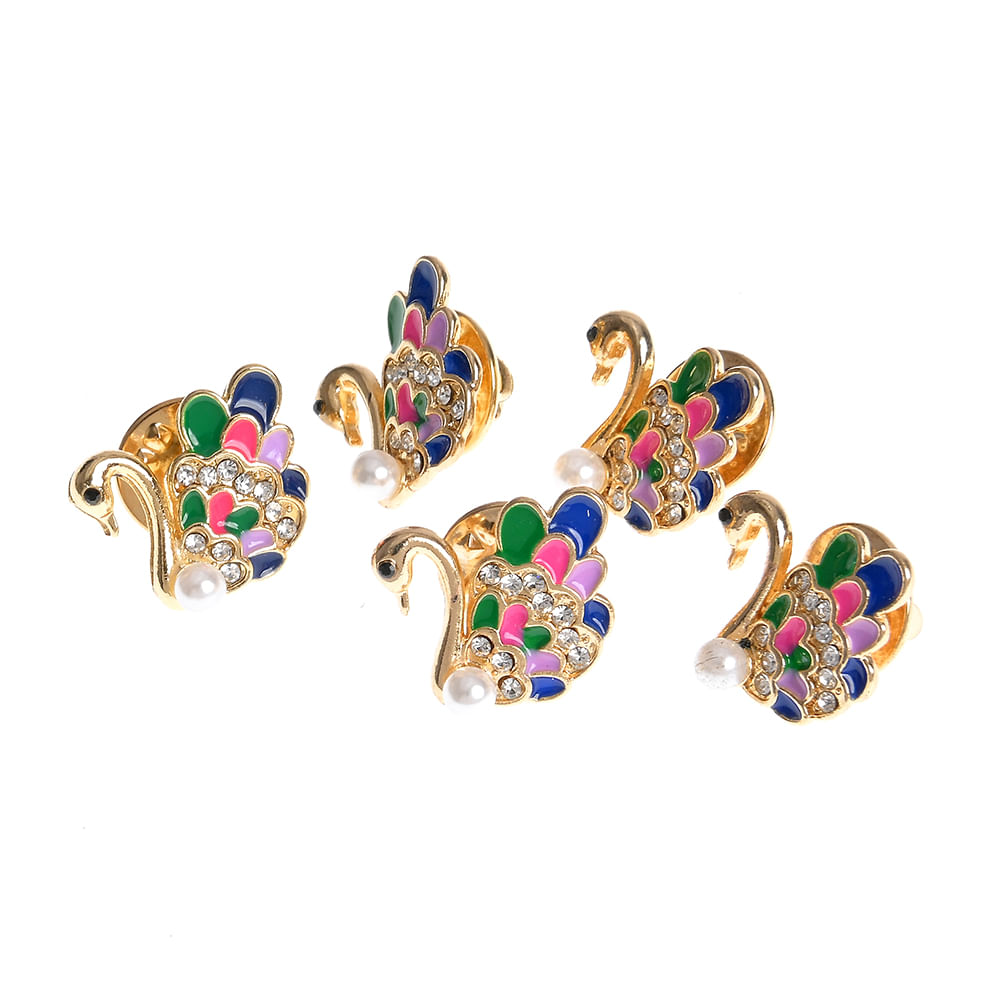 Set 5 brose martisor cu lebede multicolore - 2 | YEO