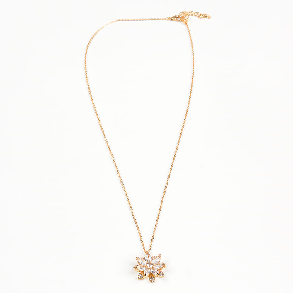 Colier auriu cu pandantiv floare - 2 | YEO