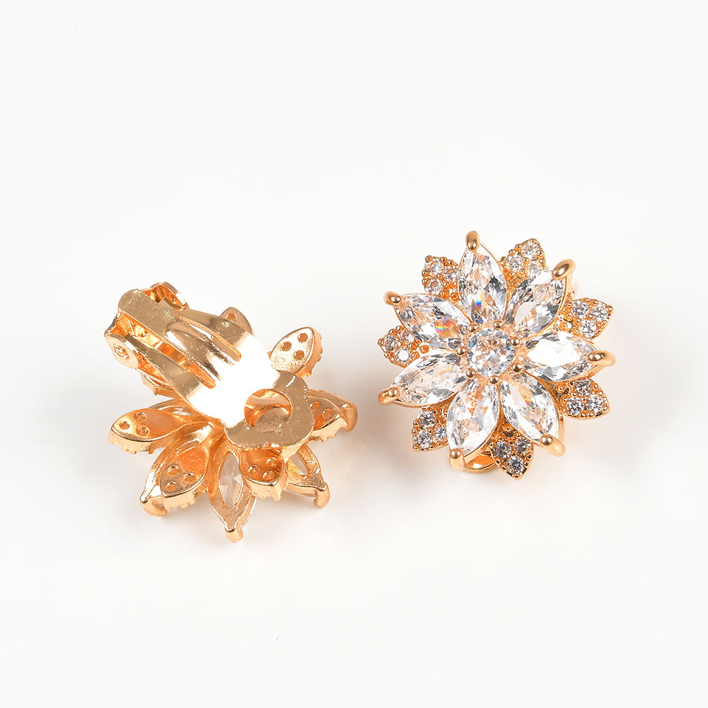 Cercei cu clips si floare aurie - 2 | YEO