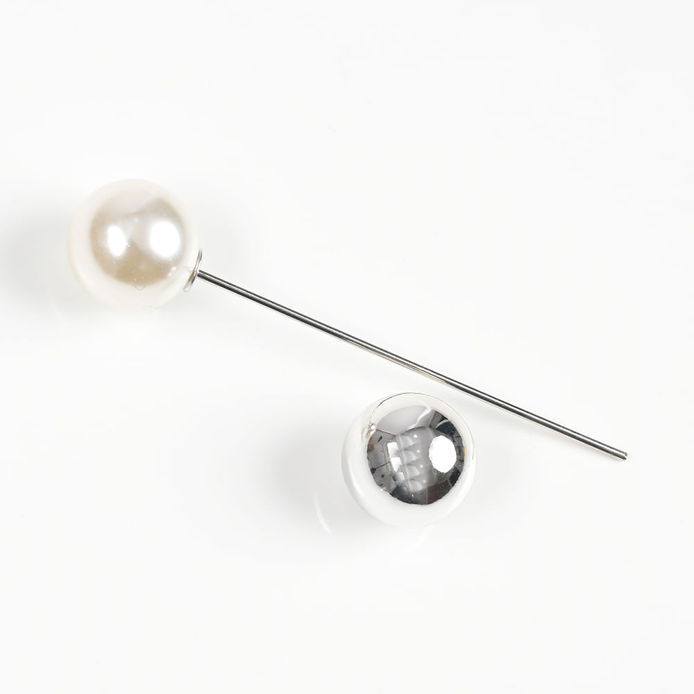 Brosa tip ac de rever cu perla alba - 1 | YEO