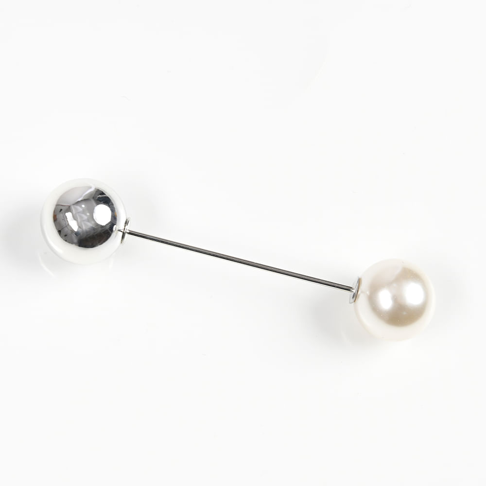 Brosa tip ac de rever cu perla alba - 2 | YEO