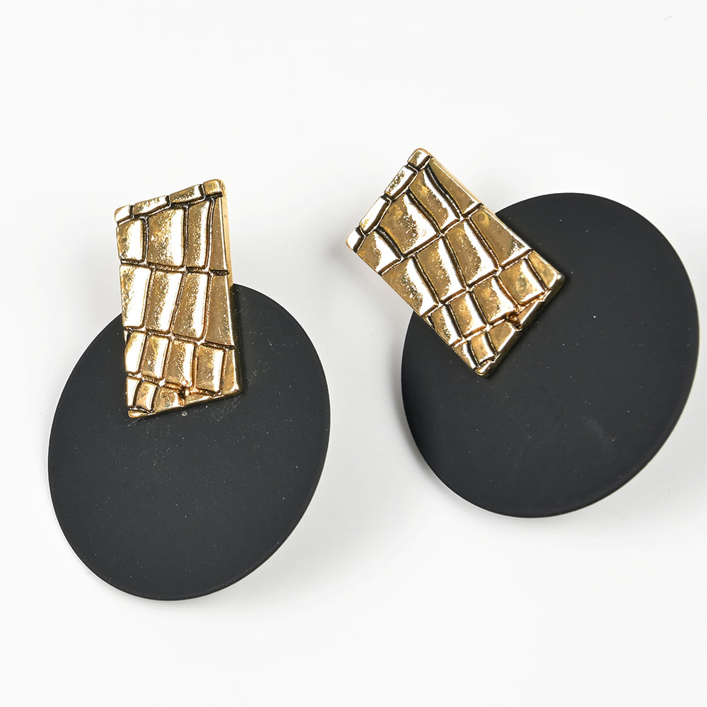 Cercei cu clips si disc metalic negru - 1 | YEO