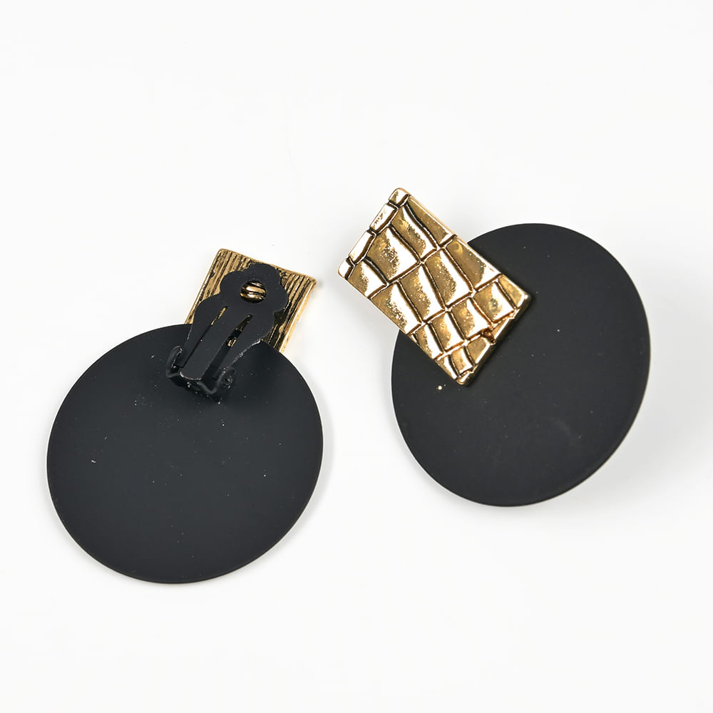 Cercei cu clips si disc metalic negru - 2 | YEO