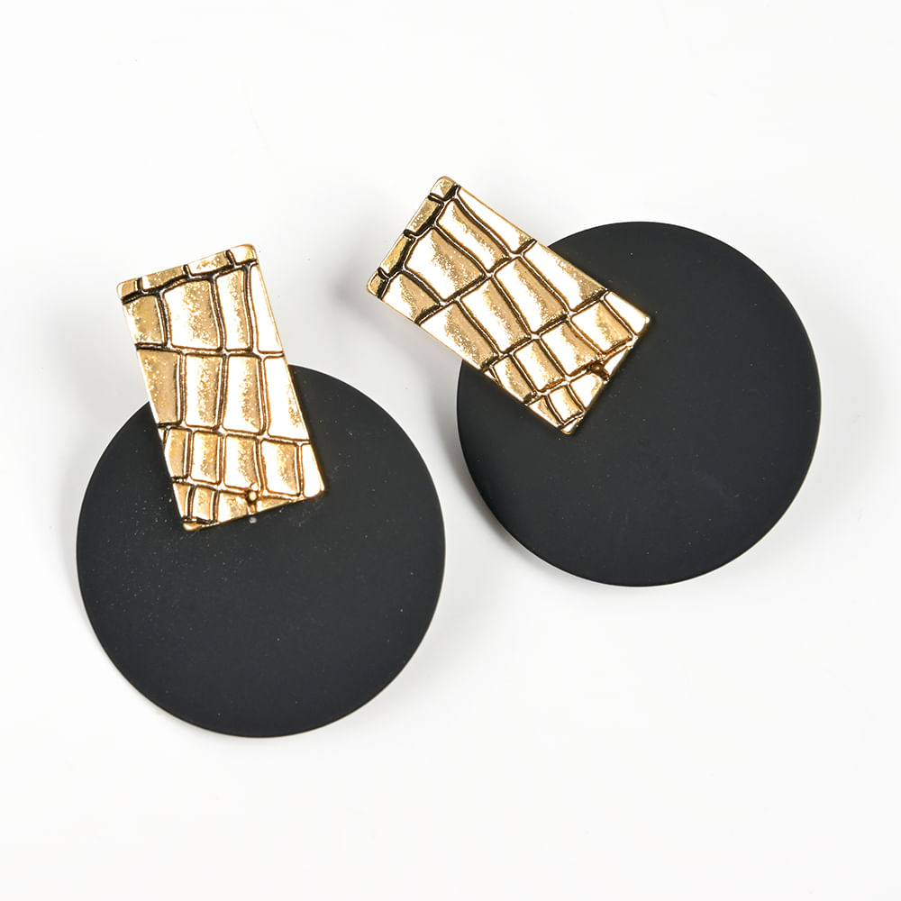Cercei cu clips si disc metalic negru - 3 | YEO