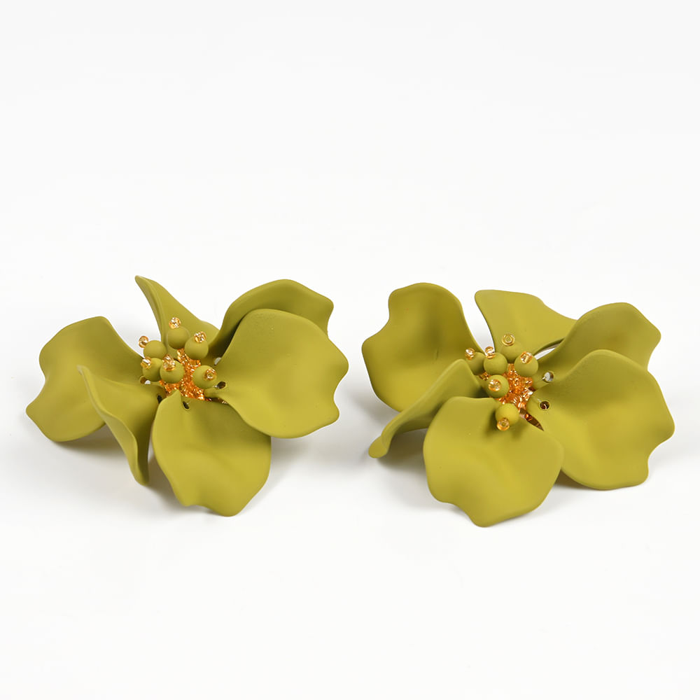 Cercei cu clips floare kaki