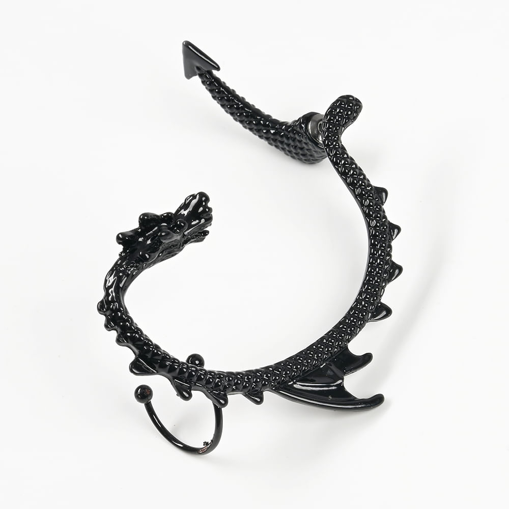 Cercel tip Ear Cuff negru model dragon