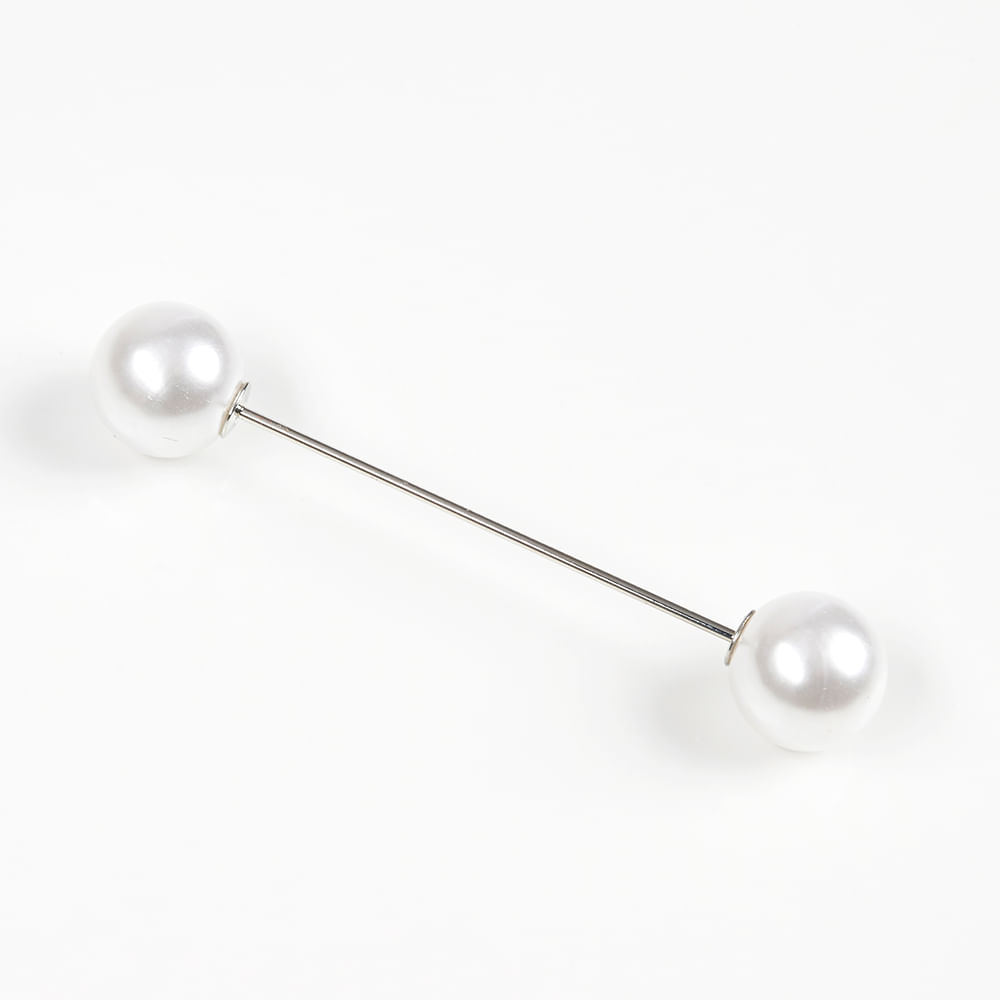 Brosa tip ac de rever cu perle albe - 2 | YEO