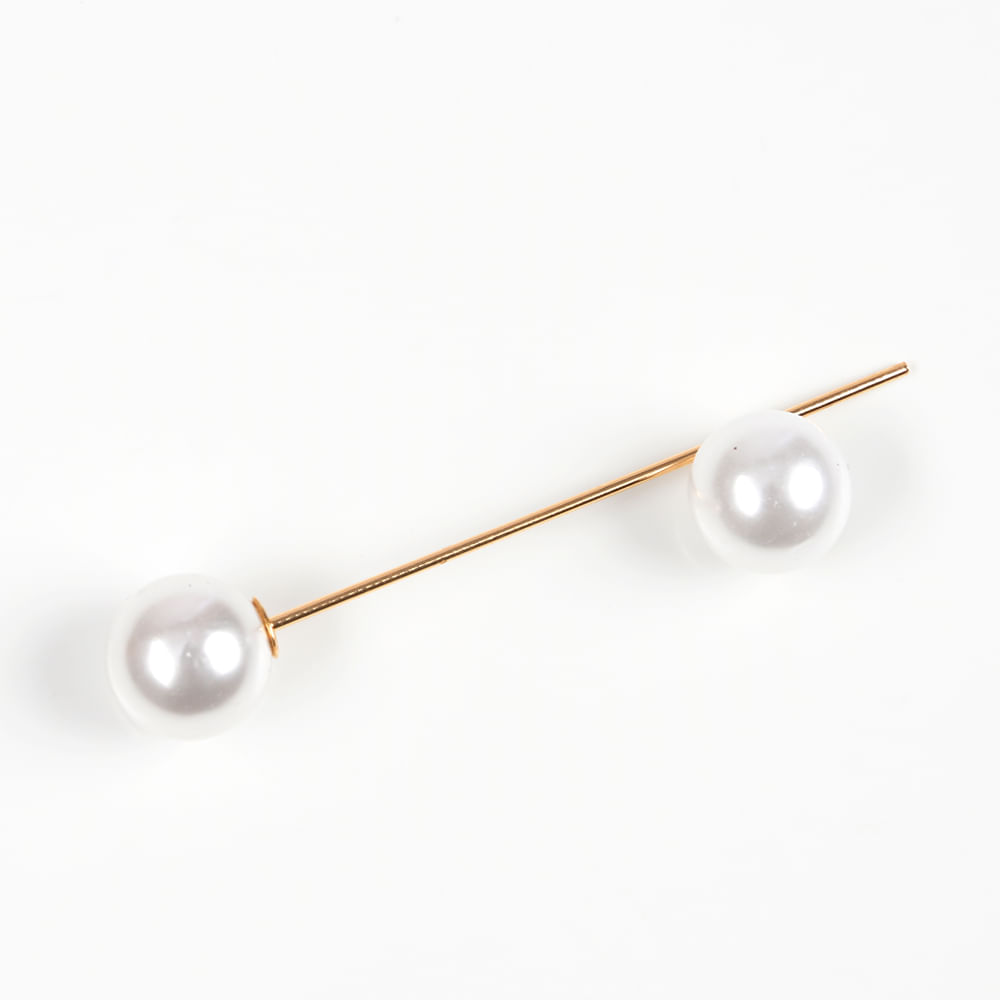Brosa tip ac de rever cu perle albe - 2 | YEO