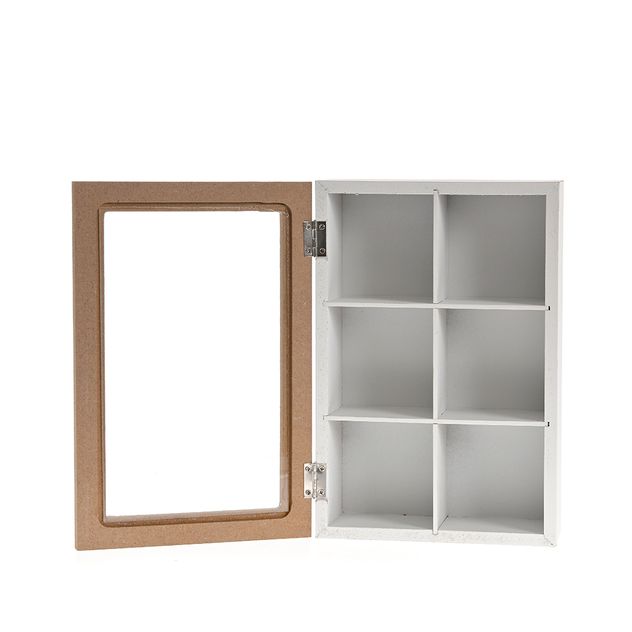 Cutie din lemn pentru ceai 6 compartimente si capac transparent 24 cm