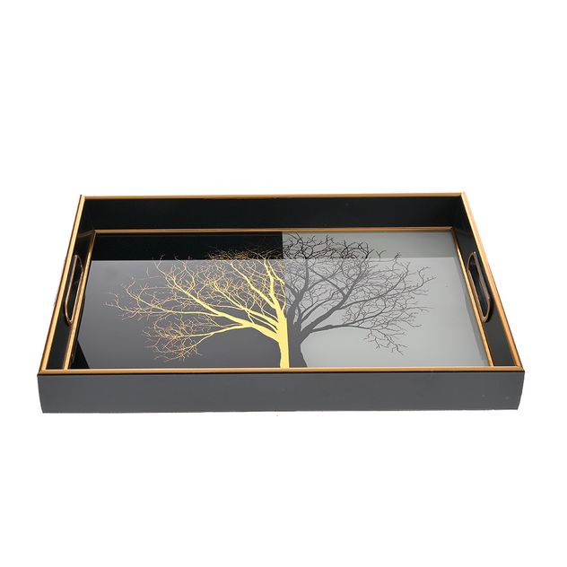 Tava dreptunghiulara decorativa cu design copac 40 cm