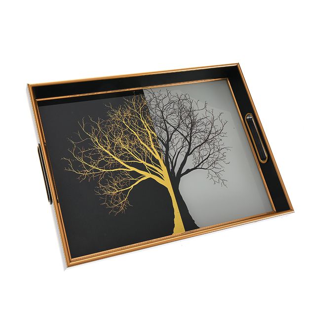 Tava dreptunghiulara decorativa cu design copac 40 cm