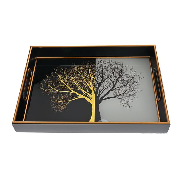 Tava dreptunghiulara decorativa cu design copac 35 cm