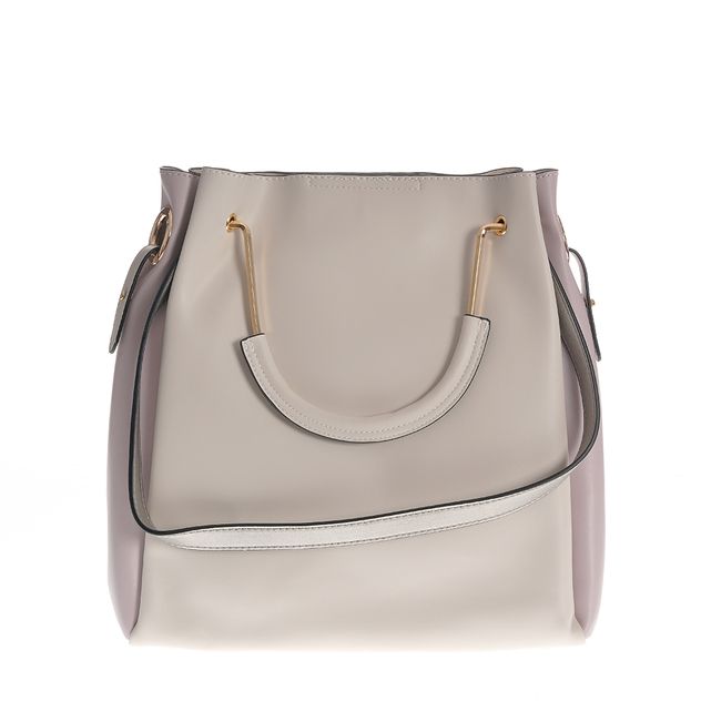 Geanta shopper bicolora din piele ecologica