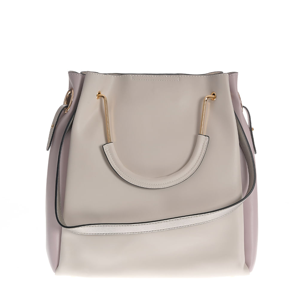Geanta shopper bicolora din piele ecologica