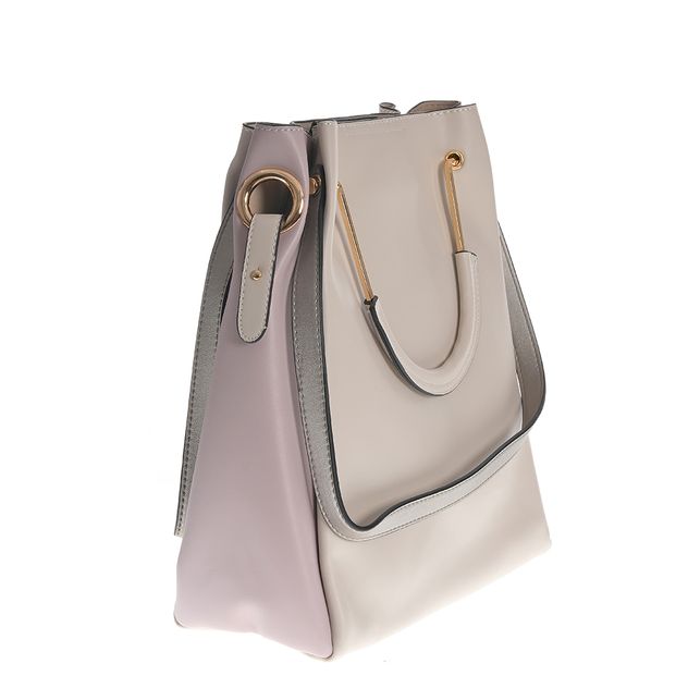 Geanta shopper bicolora din piele ecologica