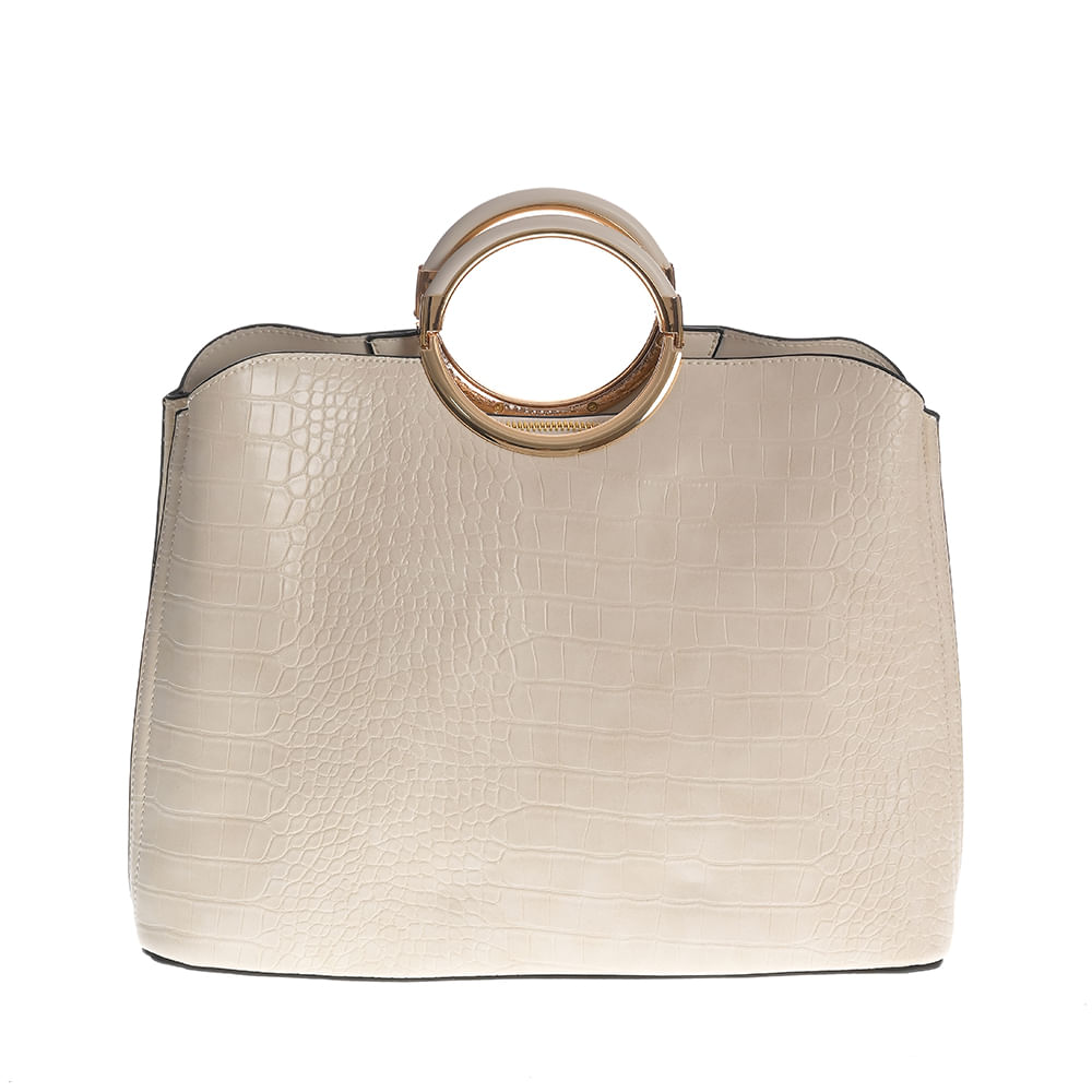 Geanta eleganta crem cu model animal print - 3 | YEO