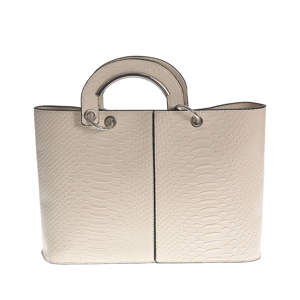 Geanta alba cu aspect piele de sarpe - 1 | YEO