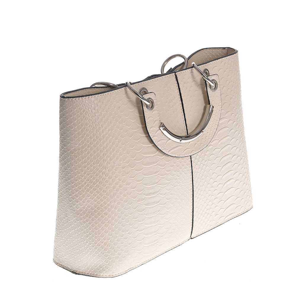Geanta alba cu aspect piele de sarpe - 2 | YEO