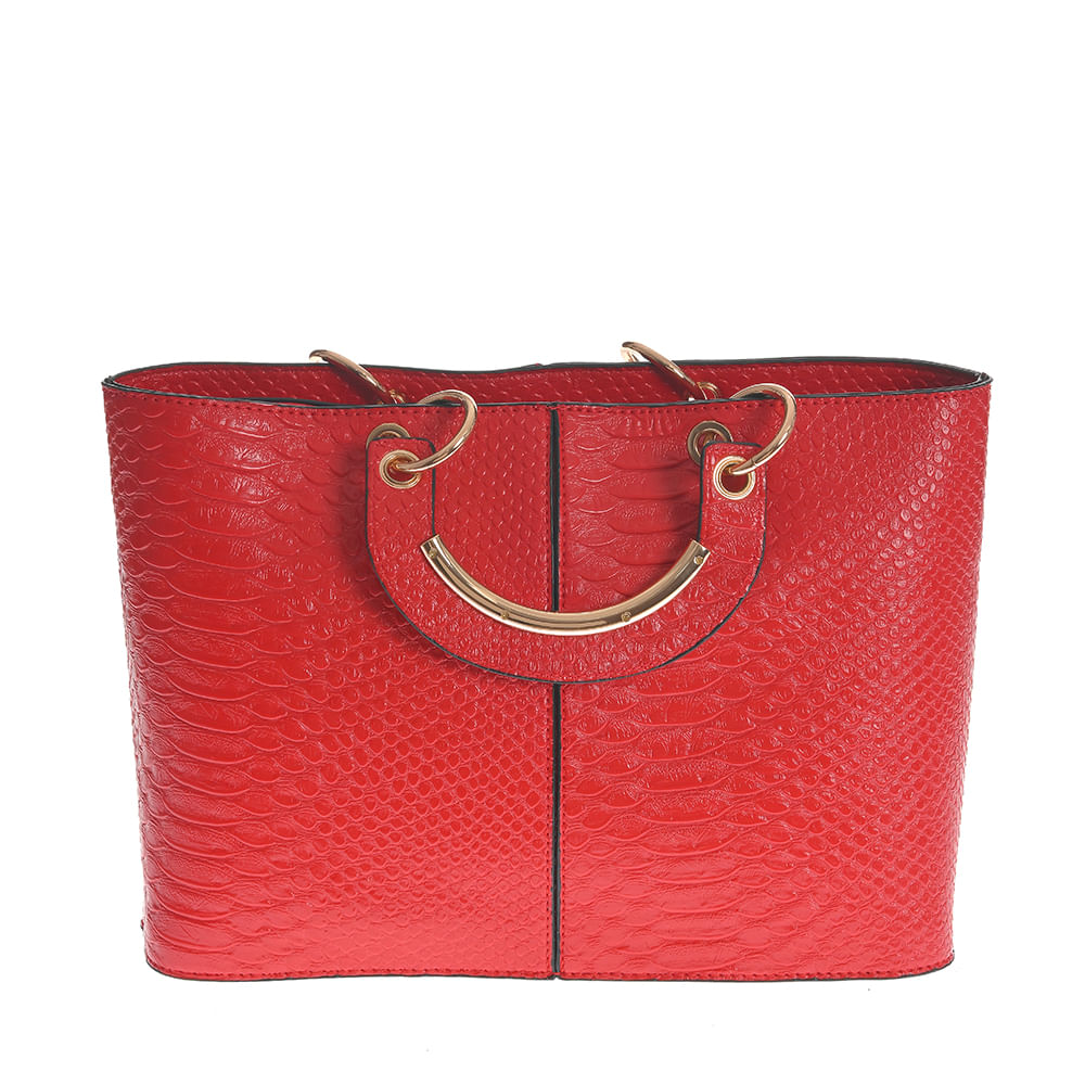 Geanta rosie cu aspect piele de sarpe - 1 | YEO
