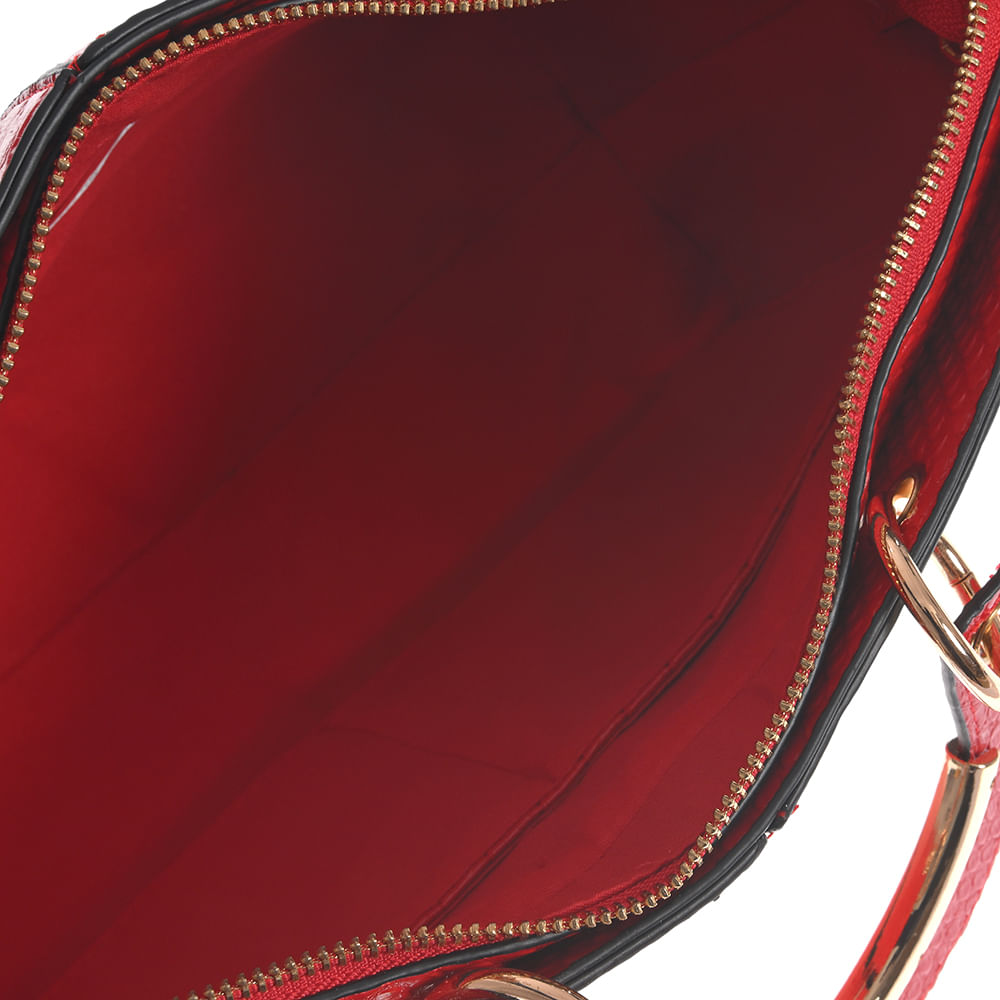 Geanta rosie cu aspect piele de sarpe - 4 | YEO