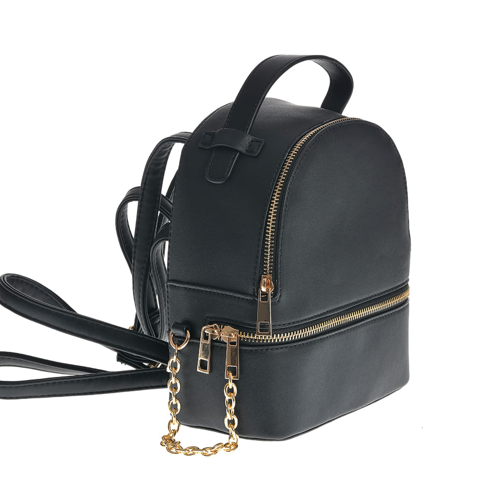 Rucsac casual negru cu fermoar decorativ - 1 | YEO