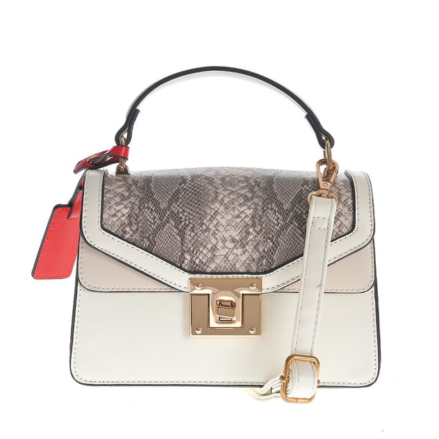 Geanta crossbody alba cu model animal print
