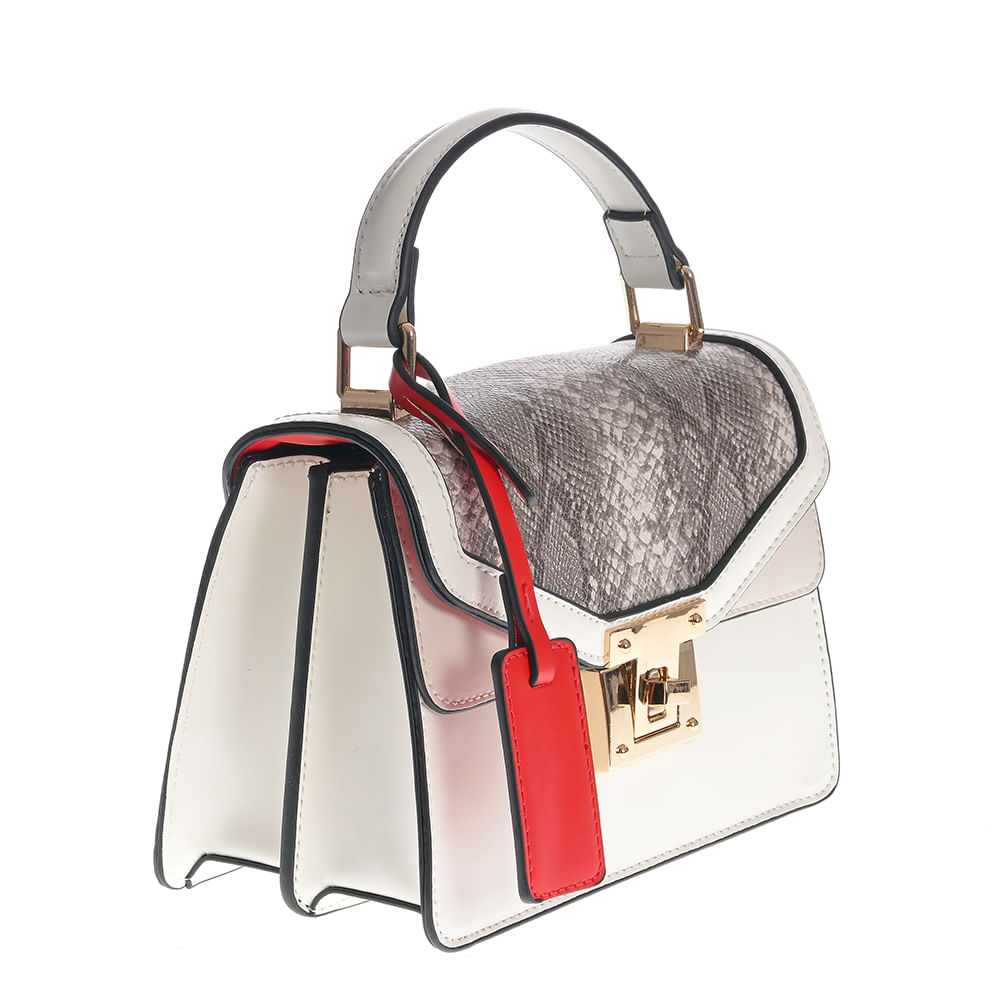 Geanta crossbody alba cu model animal print - 1 | YEO