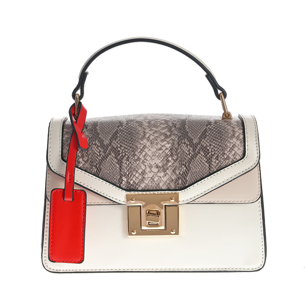 Geanta crossbody alba cu model animal print - 4 | YEO