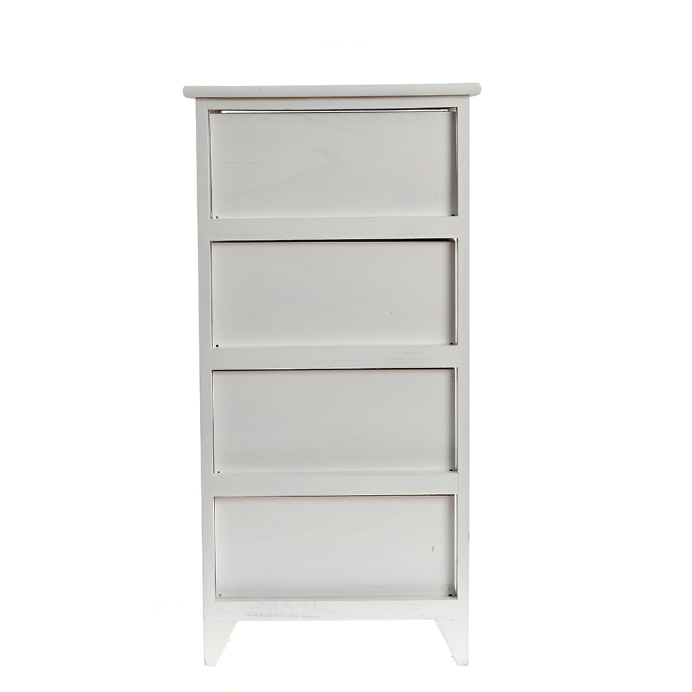 Comoda alba 80 cm cu patru sertare si decor floral in relief - 3 | YEO