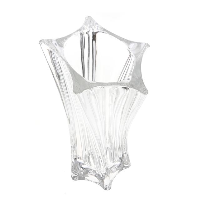 Vaza decorativa din sticla transparenta, design sculptural 27 cm