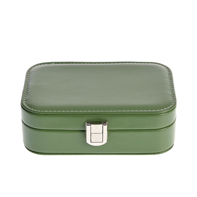 Cutie de bijuterii verde cu oglinda si interior catifelat