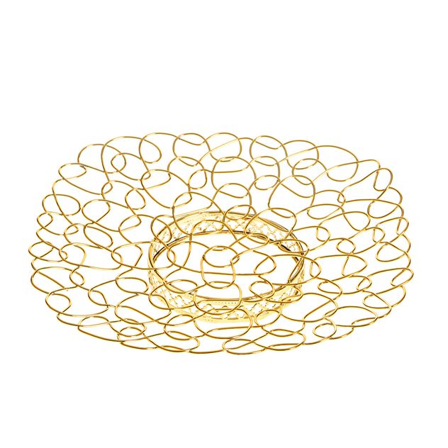 Fructiera decorativa din metal auriu, design spiralat 24 cm
