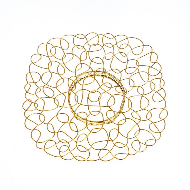 Fructiera decorativa din metal auriu, design spiralat 24 cm