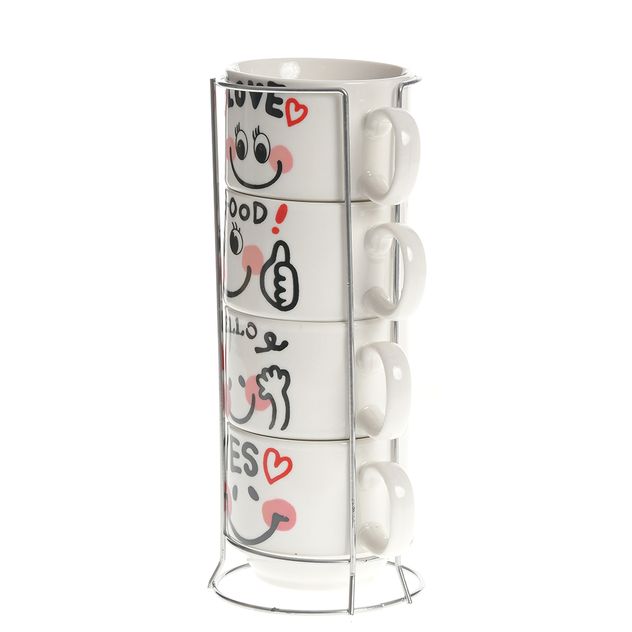 Set 4 cesti albe 170 ml cu mesaj