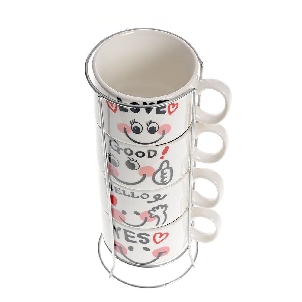 Set 4 cesti albe 170 ml cu mesaj - 1 | YEO