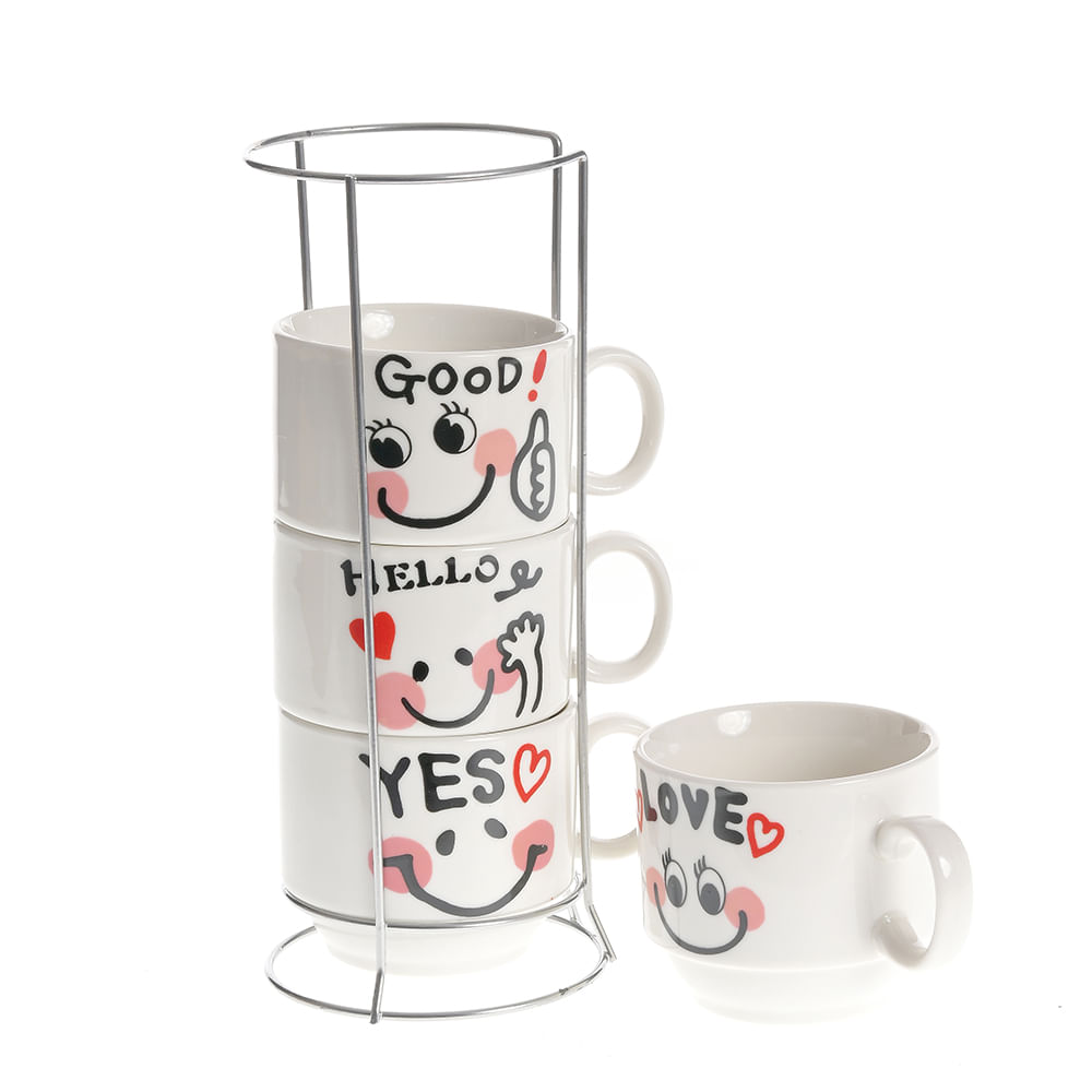 Set 4 cesti albe 170 ml cu mesaj - 3 | YEO