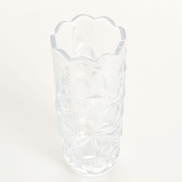 Vaza transparenta din sticla cu model geometric 20 cm
