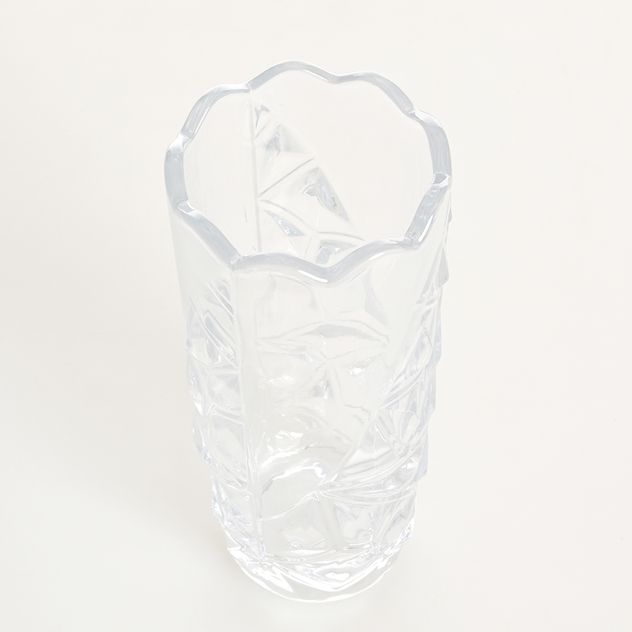 Vaza transparenta din sticla cu model geometric 20 cm
