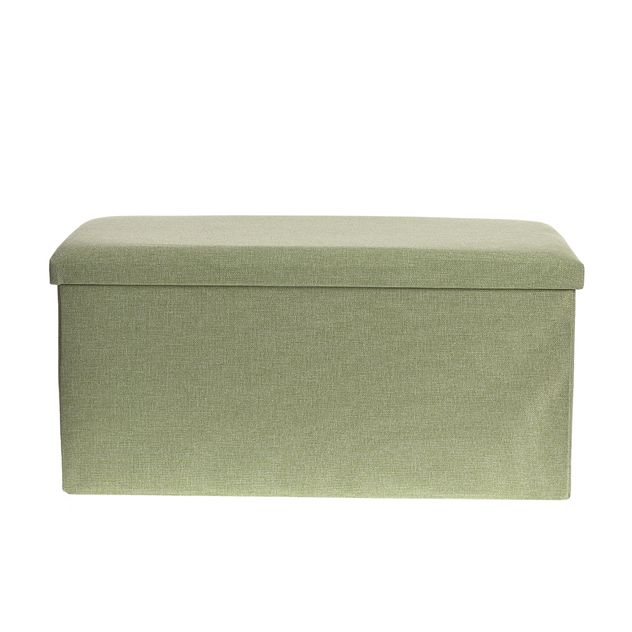 Taburet pliabil cu spatiu de depozitare, tapitata verde 76 cm
